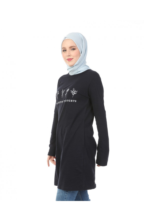 BASKILI BASİC TUNİK 6026 LACİVERT